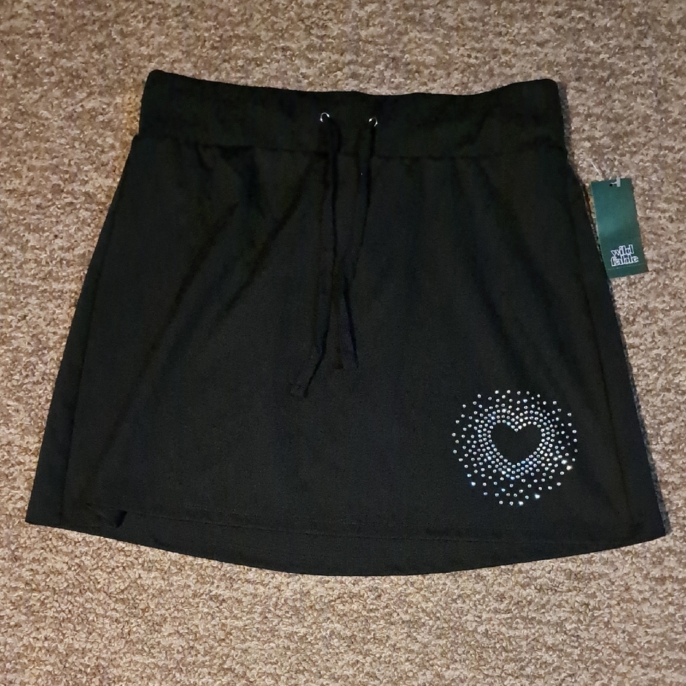 Wild Fable Black Mini Skirt with Sparkle Heart